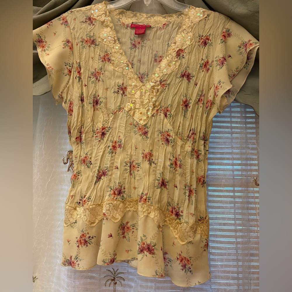 Sunny Leigh Cream Smocked Peplum Blouse
